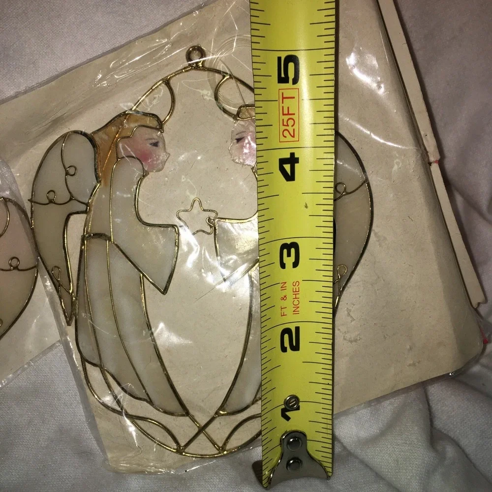 Vintage ENESCO Capiz Shells Angels Christmas Ornament Sun Catcher  1989